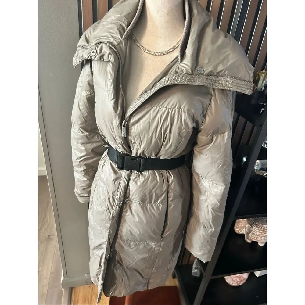 Calvin Klein lightweight winter coat puffy jacket filled w feathers sz XS green